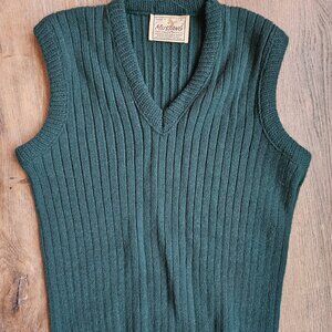 Vintage made in USA Mustang green women's sweater vest